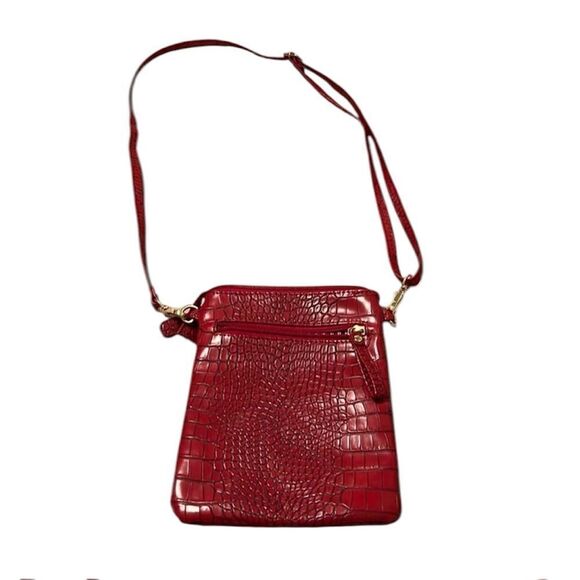 Unbranded perfect little crossbody bag w/lots of packets & cute croc design EUC - Picture 1 of 8